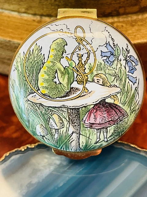 Crummles Alice in Wonderland Hookah Smoking Caterpillar Hinged Trinket Box Crummles Alice in Wonderland Hookah Smoking Caterpillar Hinged Trinket Box