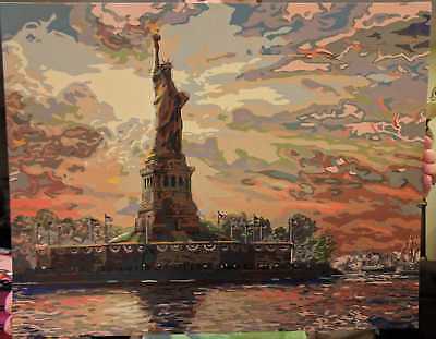 Statue of Liberty in the Hudson Bay Wall Painting. Handmade Acrylic/Oil Painting