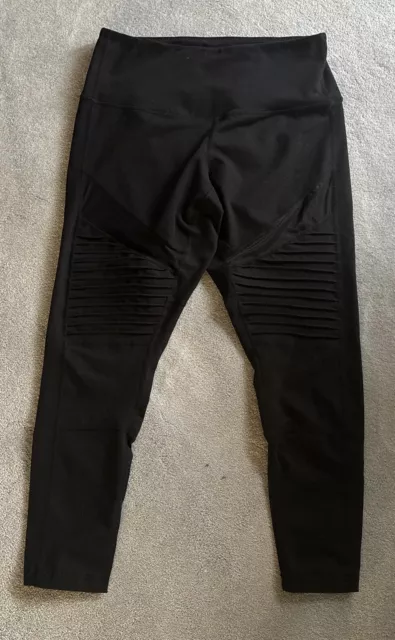 ZELLA Size L Womens BLK Stretch Pull On High Rise Athletic Cropped Leggings Moto