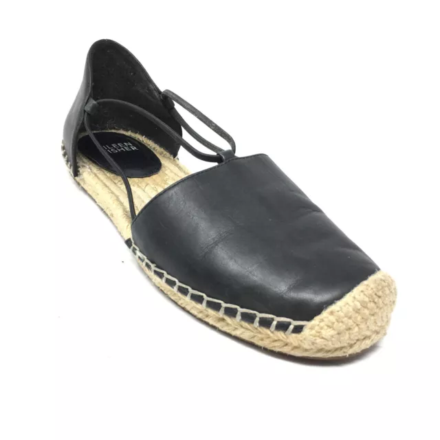 Eileen Fisher Espadrille Loafers Flats Shoes Women's Size 6.5 Black Leather