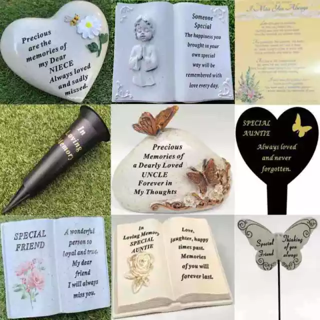 Relatives Special Memorial Plaque Frame Stake Vase Ornament Grave Remembrance