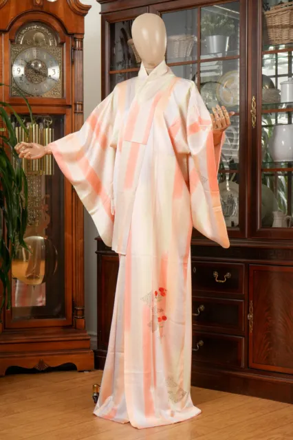 Dear Vanilla Japanese Silk Homongi Kimono Women's Authentic Japan Vintage Mint