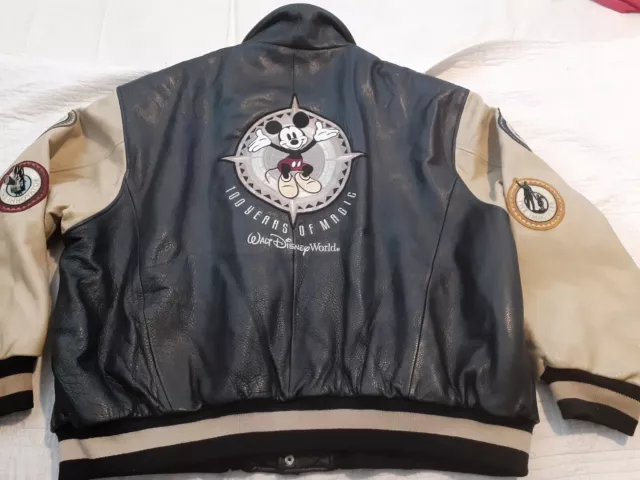 Disney 100 Years Of Magic Varsity Letterman Jacket Leather Mickey Mouse 3XL