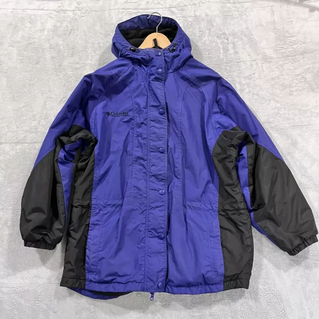 Columbia Winter Jacket Fleece Lined Full Zip Hooded Womens Medium Purple