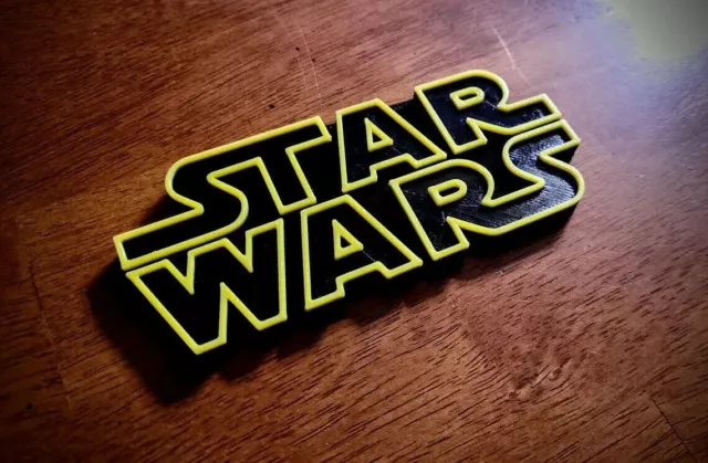 Star Wars Logo Sign Office Desktop Display Yellow Black StarWars Size Options