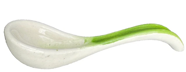 "Cuchara de sopa de cerámica de salsa verde y blanca 5,5"""