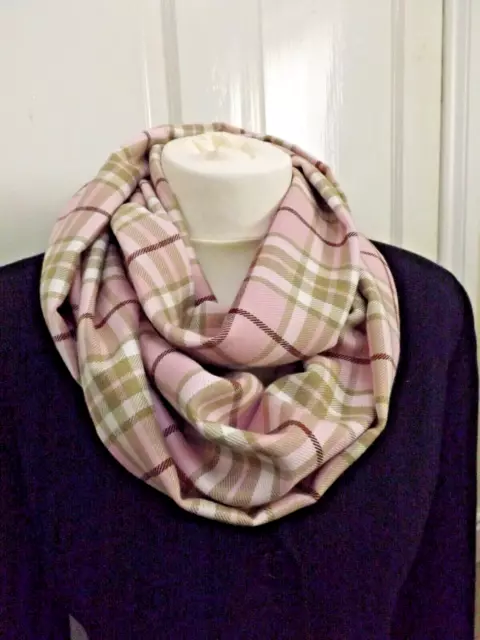 Warm Pink Fashion Tartan Infinity Scarf Snood Cowl Loop Plaid Gift Christmas