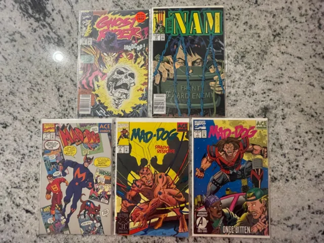 5 Marvel Comic Books Mad-Dog # 1 2 1 + The 'Nam # 25 + Ghost Rider # 33 NM RH12
