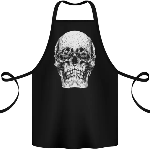 Old Man Skull With Glasses Gothic Biker Cotton Apron 100% Organic