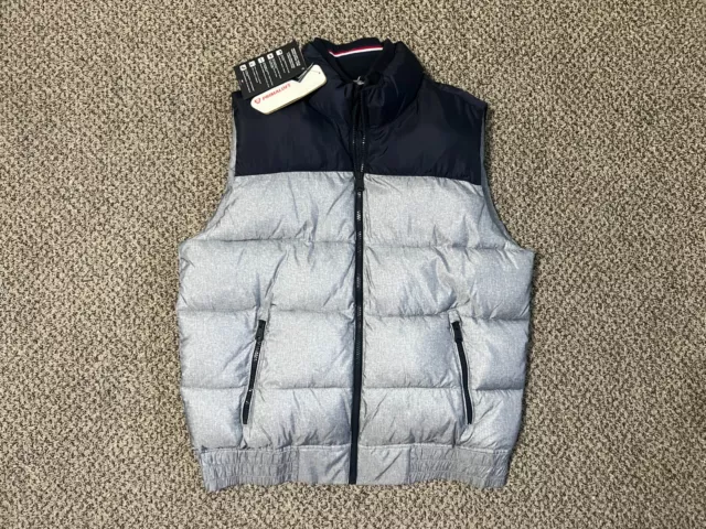 Tommy Hilfiger Men's Primaloft Full-zip Quilted Puffer Vest Gray/Blue Sz Medium