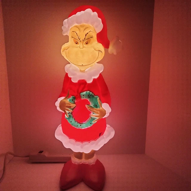 NEW GEMMY GRINCH Wreath 24" Christmas Lighted Blow Mold Dr. Seuss Light