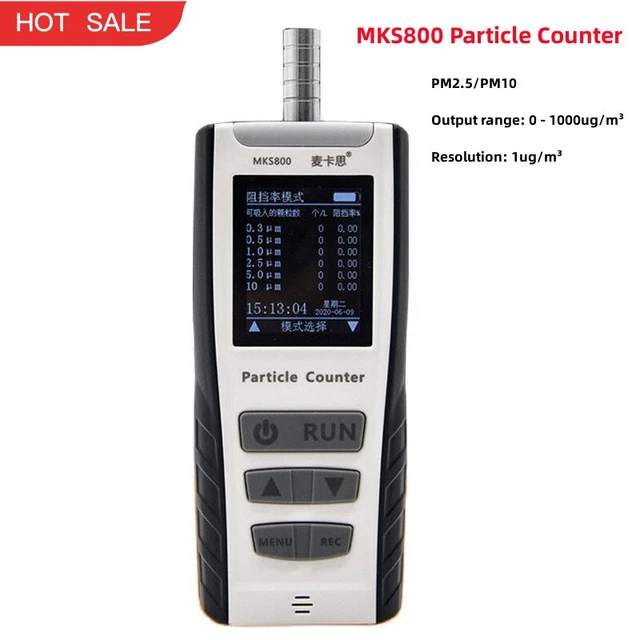 MKS800 Particle Counter 2.4" TFT LCD 6CH Air Quality Detector for PM2.5/PM10