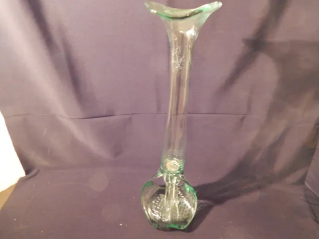 Vintage Jack In The Pulpit Art Glass Vase 20" Clear Glass Unique Base