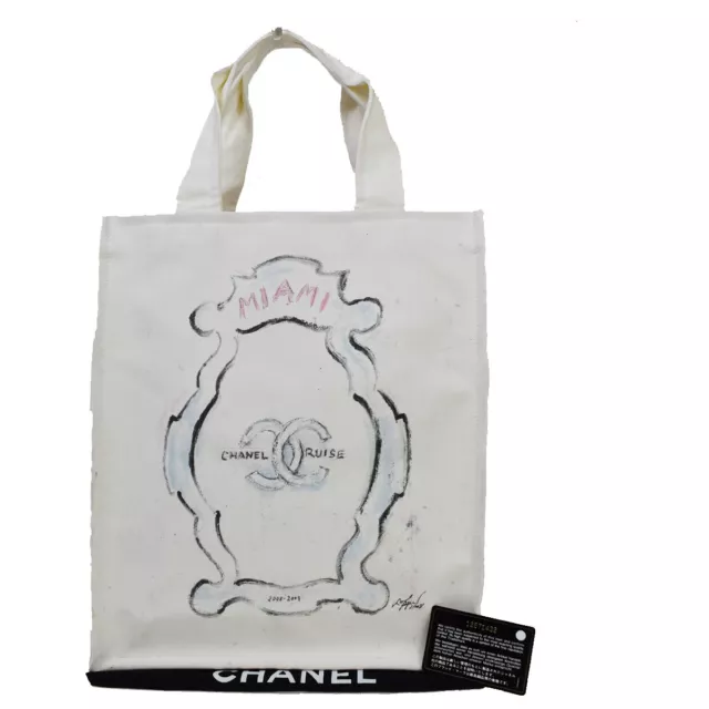 CHANEL SPORT CC Logo Shoulder Tote Bag Canvas Leather Pink White