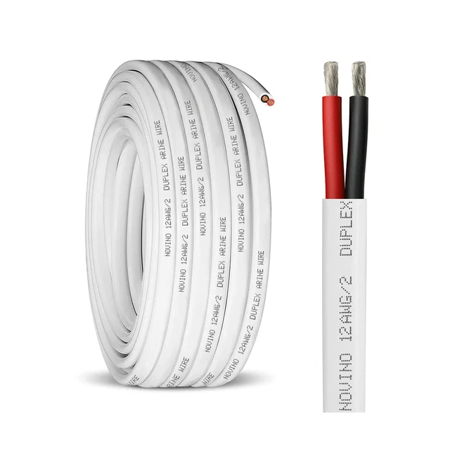 12 Gauge Marine Wire,50ft 12 AWG Duplex Maine Grade Wire Tinned Copper Boat C...