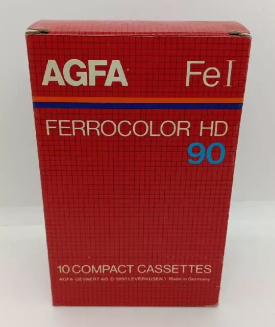 Scatola 10x Agfa Ferrocolor HD 90 1982 Musicassette Cassette Sealed Vintage