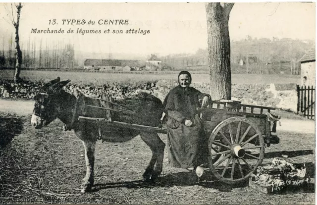 Carte Postale / Types Du Centre Marchande De Legumes Et Son Attelage 2