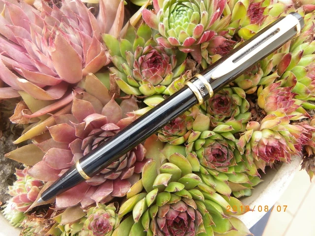 Stylo Bille/roller Waterman Audace Laque Noir & Champagne Motif Fleuri - Modèle Sample D'occasion