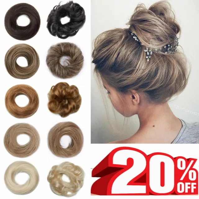 HUAMN REMY HAIR Thick Messy Bun Piece Scrunchie Updo Wrap Extensions Ponytail AU