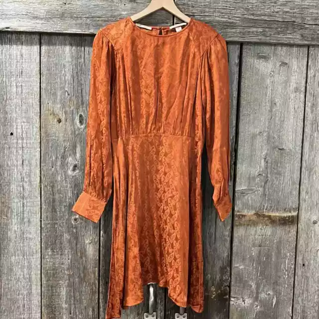 New Scotch & Soda Women’s Starwatcher Peplum Midi Dress Cinnamon Rust Size M