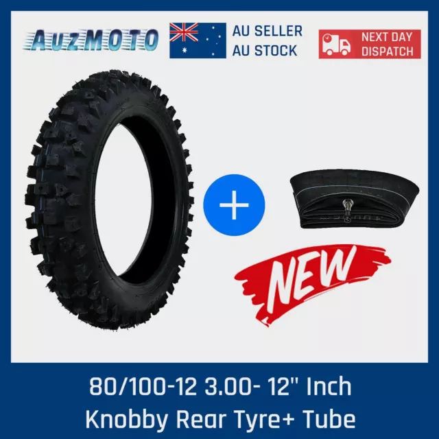 80/100-12 3.00- 12" Inch Rear Knobby Tyre Tire + Tube PIT PRO Trail Dirt Bike