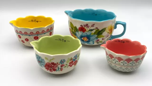 Pioneer Woman Breezy Blossom Nesting Measuring Cups Set of 4 Flowers Floral