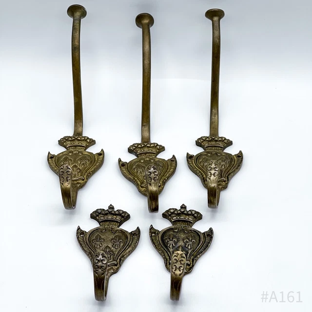 Art Nouveau Brass Coat Hooks Coat Hook Hat Hook 5 Piece Made IN Germany 3
