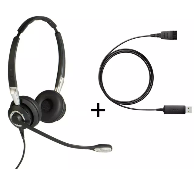 Jabra BiZ 2400 II Duo QD Headset with Link 230 USB PC Cable for WORK FROM HOME