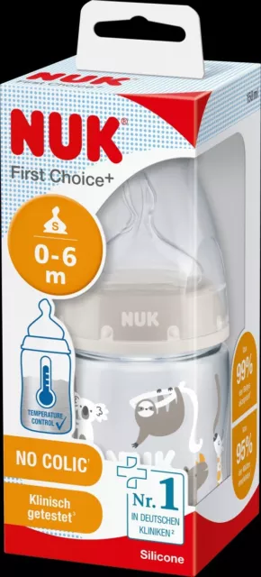 NUK First Choice Plus-Babyflasche 0-6 Monate 150 ml Safari NEU OVP Tiere Baby +