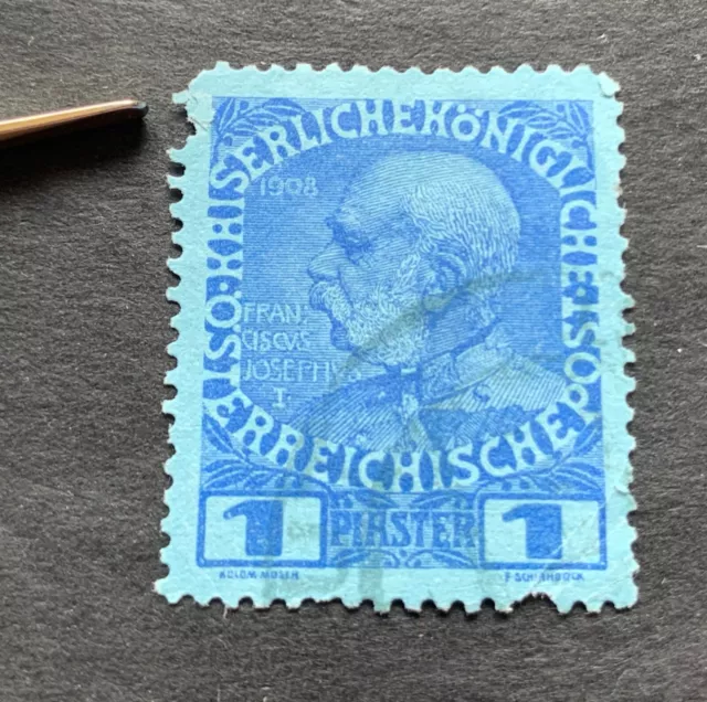 Austria Post in Levante 1908 - used faulty stamp 1 Piaster Michel No. 57