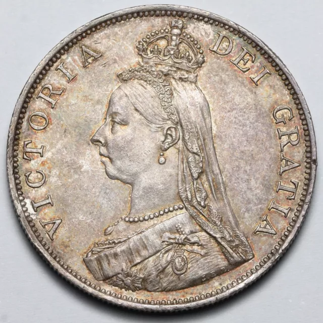 1887 Queen Victoria Great Britain Arabic 1 Jubilee Silver Double Florin Coin