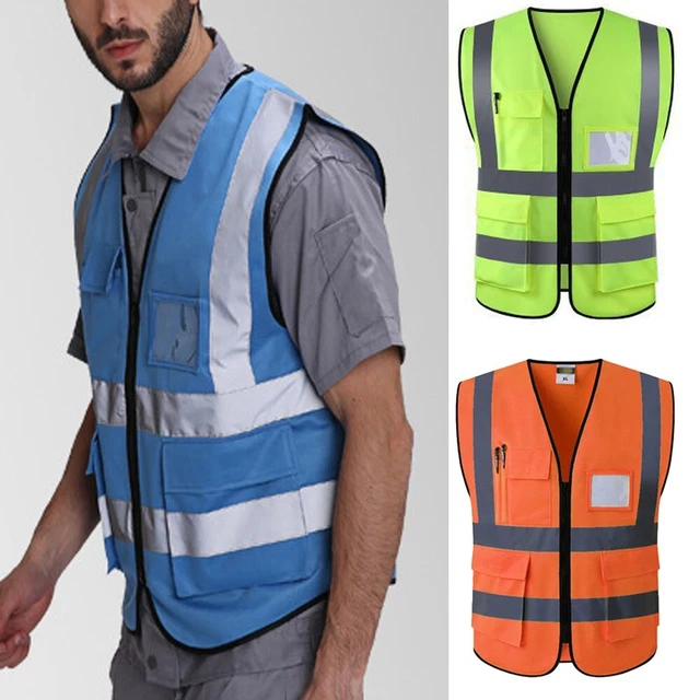 Borse uomo senza maniche scollo a V giacca top riflettente alte viz sicure