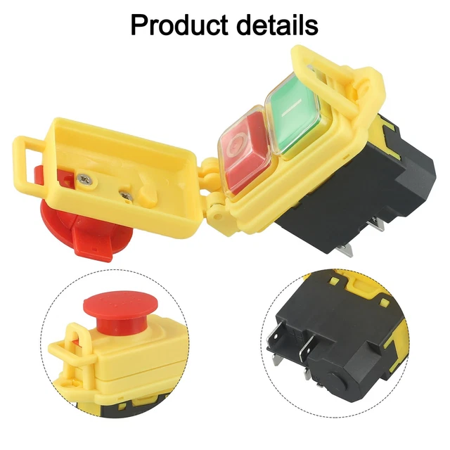 Interrupteur Poussoir KJD17B 220-240V 16A – Bouton Marche/Arrêt Avec Couvercle Anti-Poussière Pour Bétonnière !