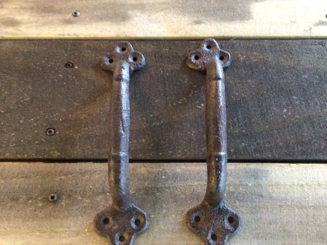 Set of 2 Large Vintage Rustic Cast Iron Handles Home Decor Pulls