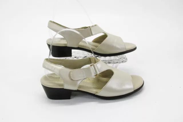 SAS Womens Sandal Suntimer Size 8.5M Ivory Leather Slingback Shoes Pre Owned vq