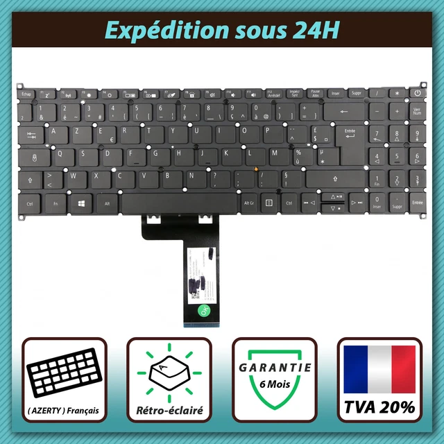Repose-main Clavier Acer Aspire A515-44 Français Noir - Pièce Originale 6B.HW7N7.010