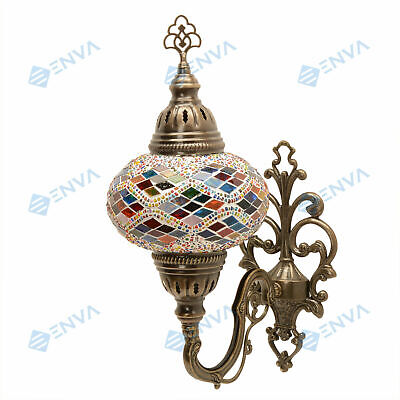 Lampe applique murale turque en mosaïque marocaine multicolore Tiffany grande 3