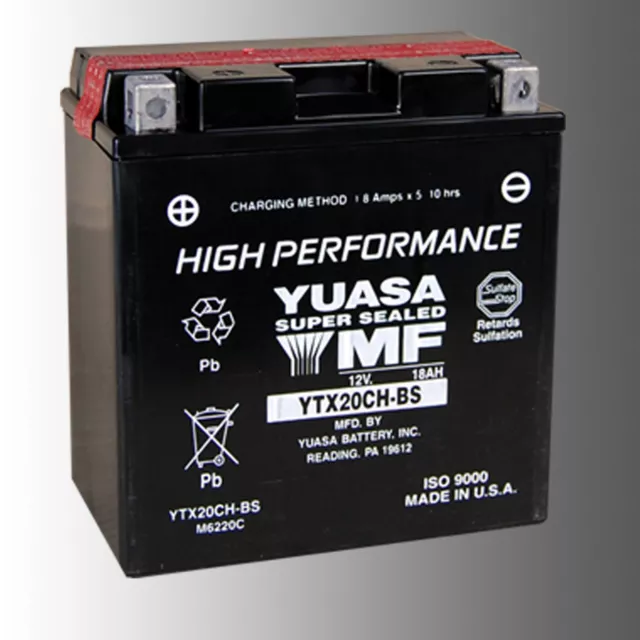 YUASA YTX20CH-BS Motorradbatterie 12V 18Ah AGM wartungsfrei High Performance