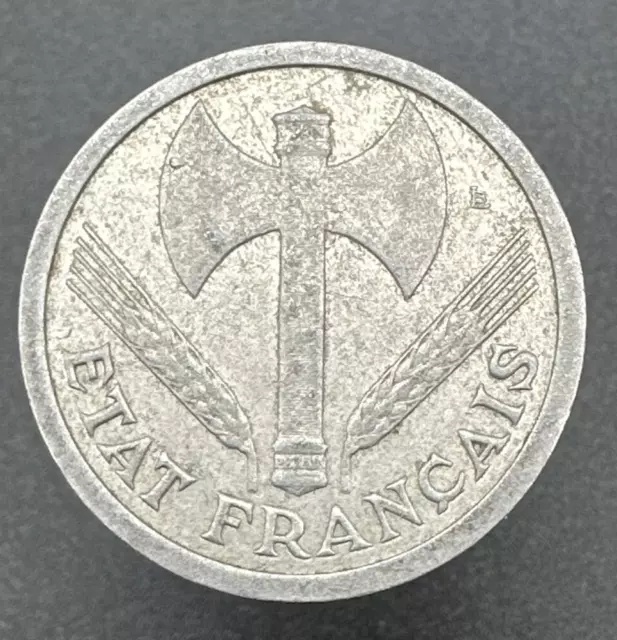 1943 France 2  Francs Double headed axe cap Aluminium-Mag Beaumont