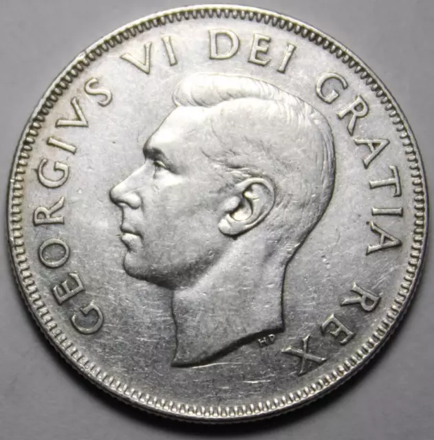 Canada 1949 Silver 50 Cents, Nice Grade, Old Date KGVI (Y393)