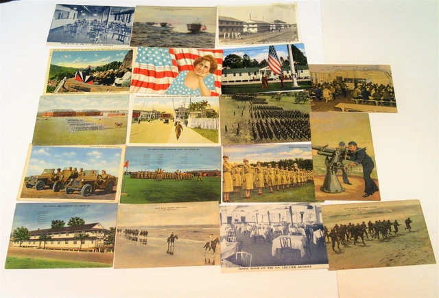 Vintage Lot Of Postcards Ww Ii Navy, Army, Armor Division And Fdr Vg Condition !