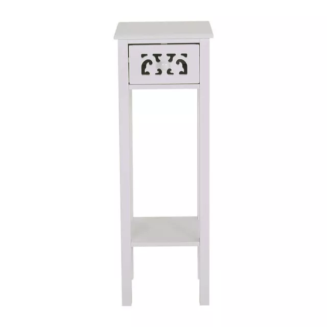 White Wooden Slim Side End Table Narrow Bedside Storage Cabinet Nightstand Desk