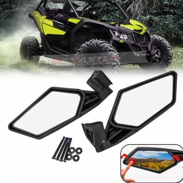 UTV RZR Side Foldable Adjustable Mirrors For 1.75" Polaris RZR S 800 900 XP 1000