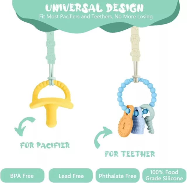 Silicone Soother Chain Pacifier Dummy Clip For Teether Toy 2Pcs 3