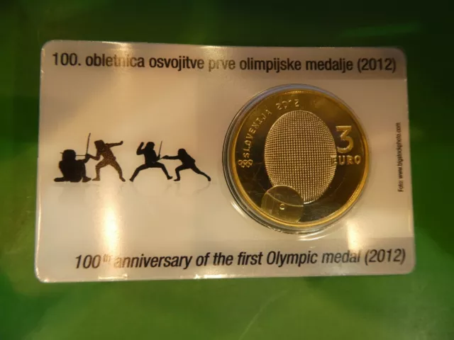 Slovenia, 3 euro 2012, medaglia olimpica, Coincard