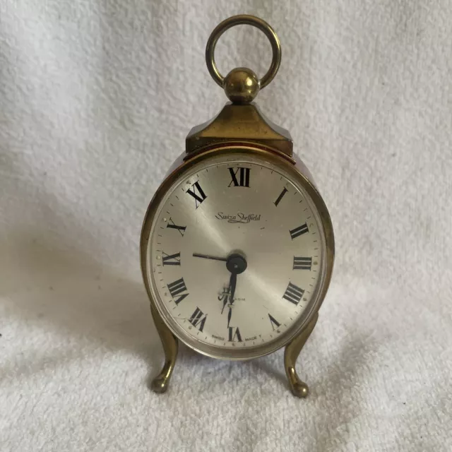 Vintage 1950s SWIZA SHEFFIELD Neuchatel Mechanical Alarm Clock Hand-painted