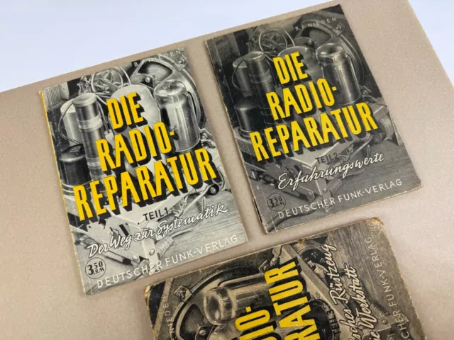 3x Buch Die Radio Reparatur Rarität Teil 1-3 selten Deutscher Funk Verlag