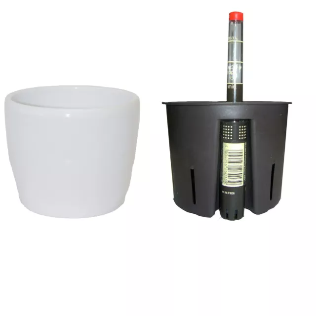 Set Keramik Blumentopf Venus weiss+Kulturtopf+Wasserstandsanzeiger