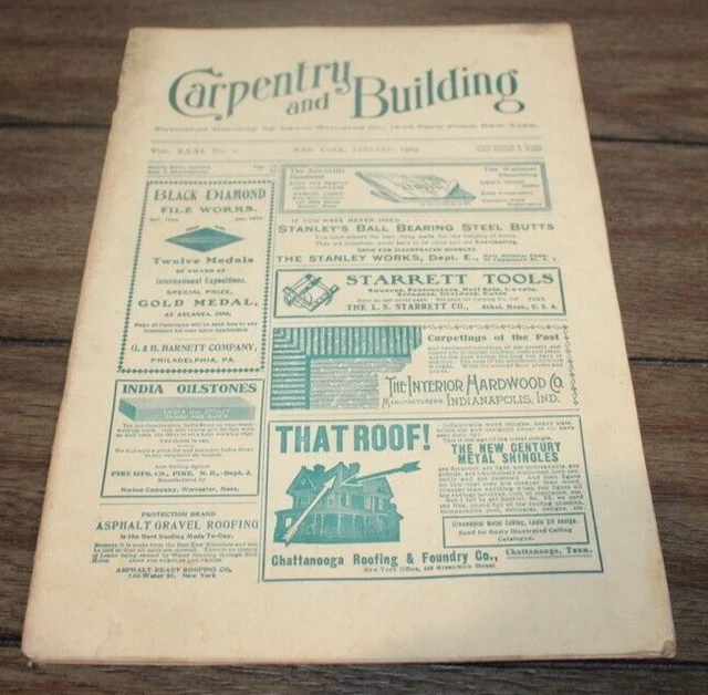 Antique Jan. 1909 CARPENTRY & BUILDING MAGAZINE Architecture TOOLS Ads++