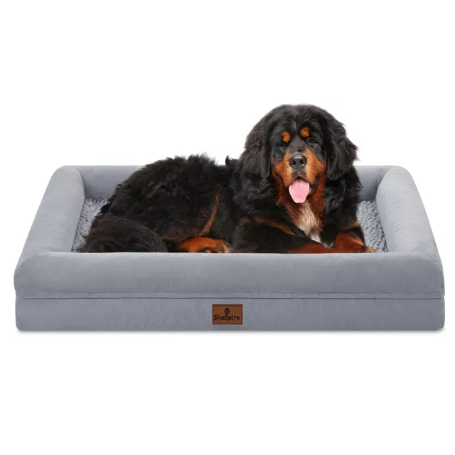 Gray Orthopedic XXX-Large Dog Bed Pet Sofa w/Removable Cover Memory Foam Bolster